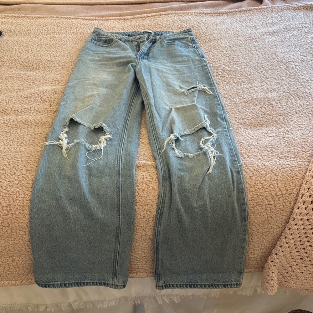 bp High Rise Women's Light Blue Distressed Jeans